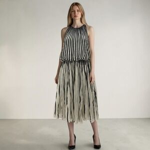 Geisha Designs Mini Dress Black White Textured Sleeveless Boho Feminine 2